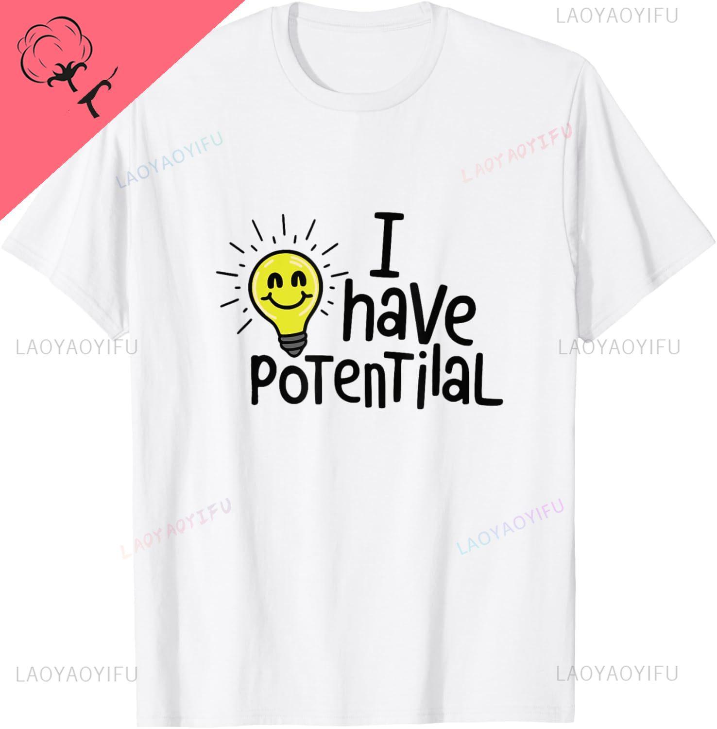 I Have Potential Energy Cute Electricity and Physics TShirt Kawayi Couple Harajuku Casual Unisex Summer Streetwear Tops Camisas S