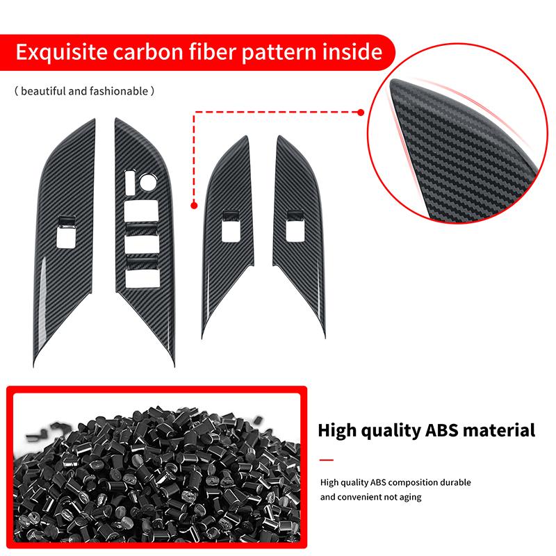 For Toyota Hilux Pickup Truck 2026 2016 Car Window Switch Panel Cover Trim Carbon Fiber Pattern Interior Decoration Accessories