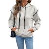 Cross-Border 2026 Women's Loose Color Block Piping Hooded Sweatshirt - New Korean Casual Style