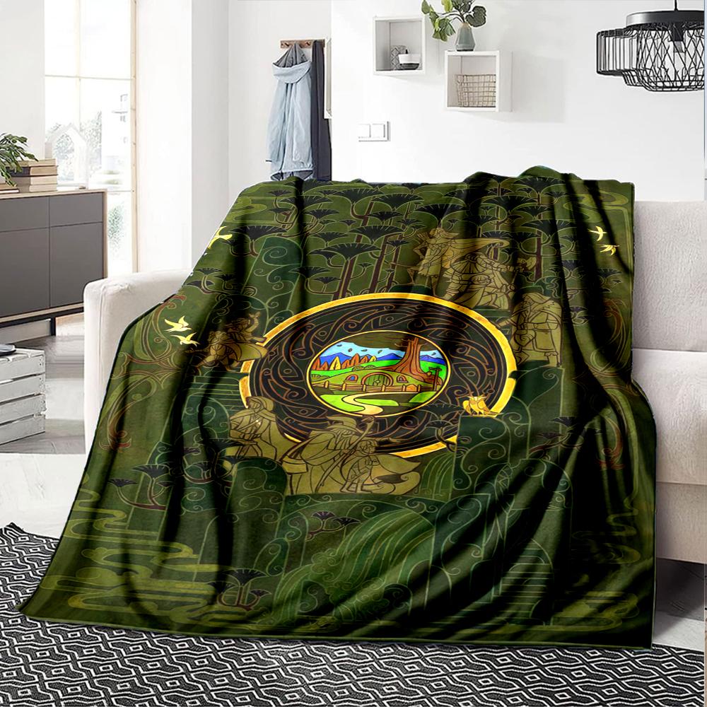 1PC The Lord of the Rings printed blanket, all season lightweight home office outdoor nap multifunctional blanket A6