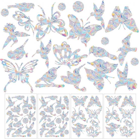 4 Sheets Anti Collision Window Clings, Rainbow Reflection Window Sticker To Prevent Bird Strikes Bird Alert Static Decals Window Strike Prevention