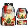 Christmas Backpack, 3D Digital Printed Backpack, Shoulder Bag, Pencil Case, Three-Piece Set