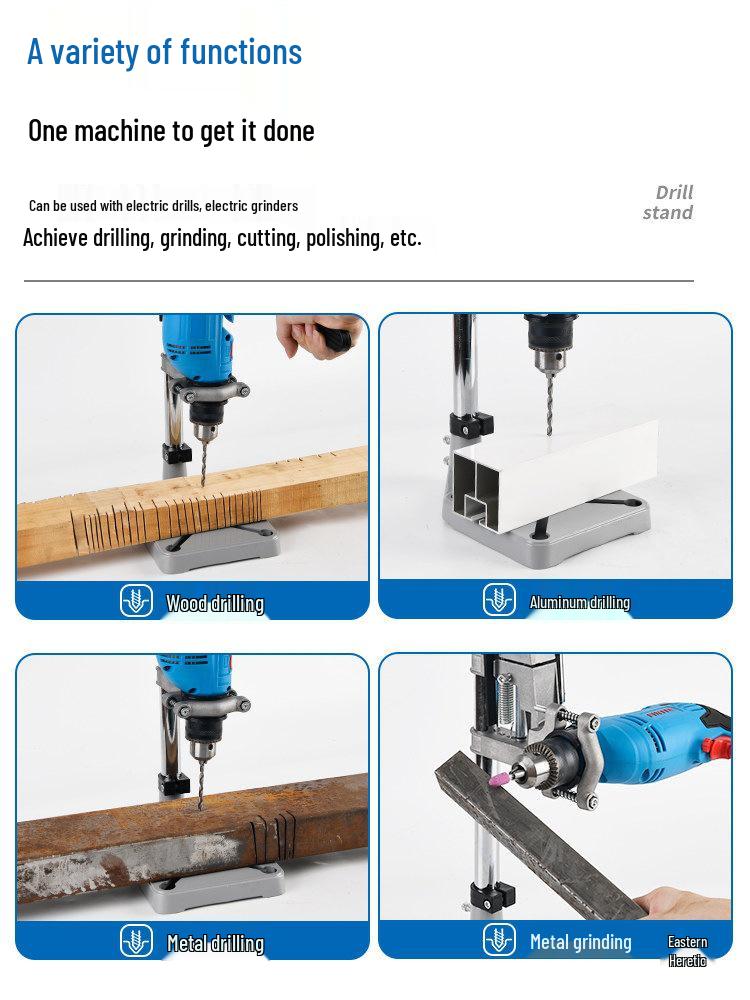 Adjustable Multi-Functional Hand Drill Stand for Household and Industrial Use