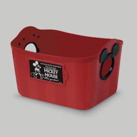 Nishiki Kasei Mini Soft Bucket Storage BoxBasket, Dark Red, Disney Mickey Mouse Design, Made in Japan, SQ5AD, 25cm W x 19cm D x 16cm H