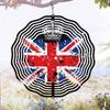 Metal Art Windmill Outdoor Decor British Flag Crown Pattern Wind Spinner 3D Dynamic Garden Art High Quality Sublimated Windmill for Home Yard
