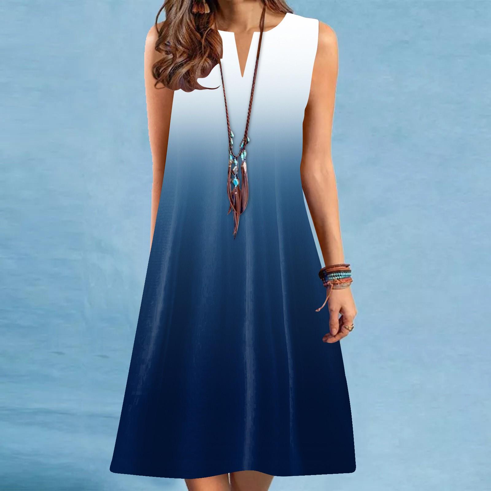 

Модные женские платья-туники с v-образным вырезом и градиентным принтом без рукавов, платье-футболка больших размеров XL