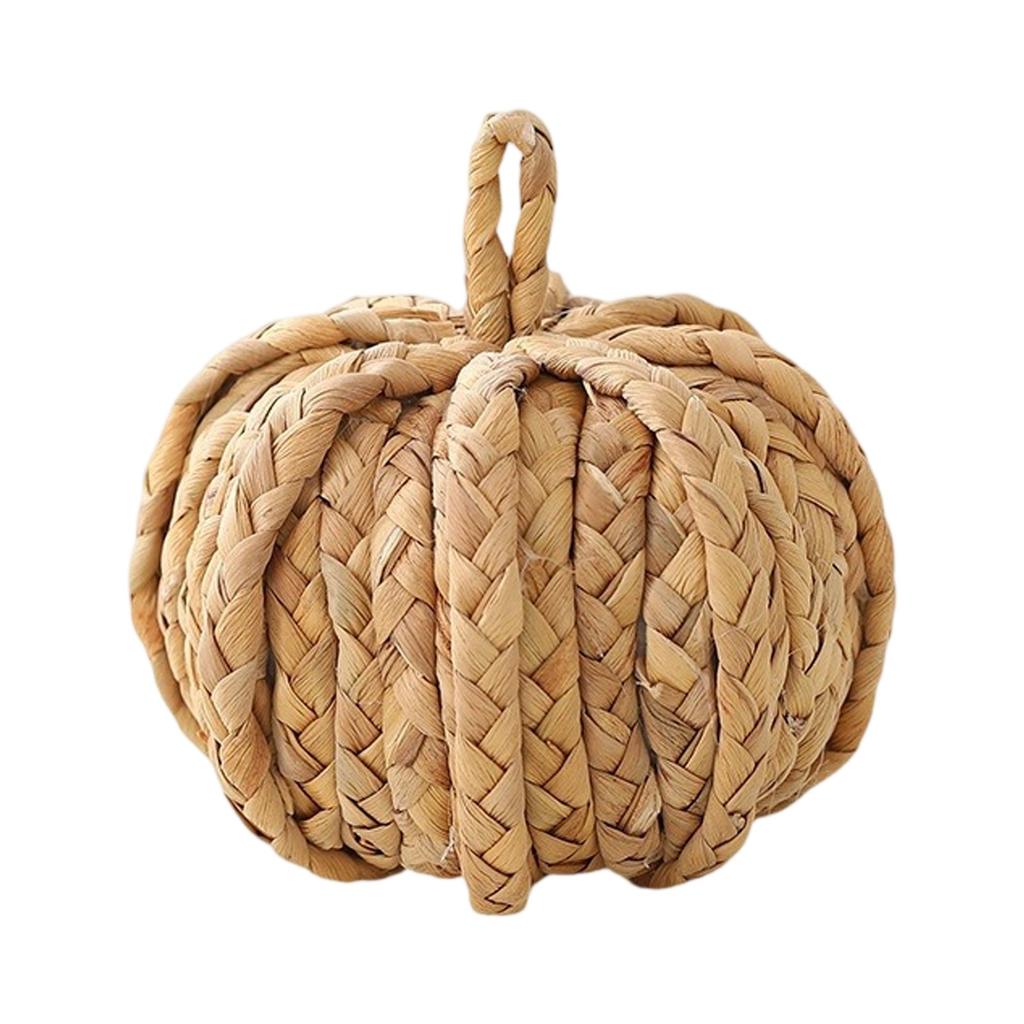 Hand-woven Pumpkin Balls, Straw-woven Home Living Room Decorations, Twisted Pattern Pumpkin Ornaments.