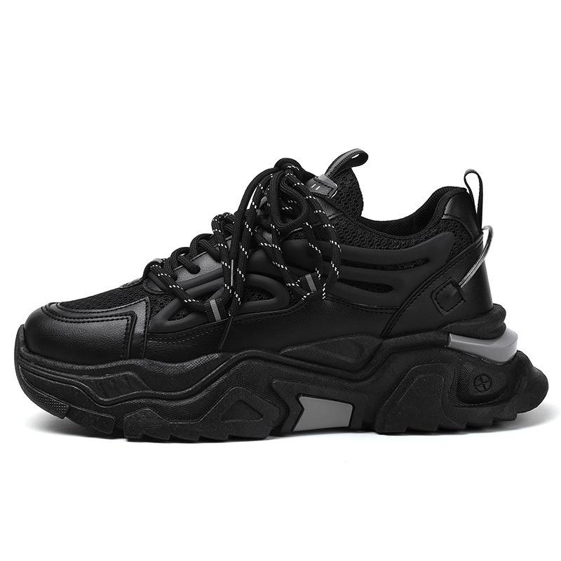 Chaussures noires chaussures rehaussantes hommes plateforme mesh respirant sport chaussures hommes