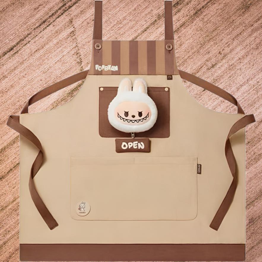 New POP MART The Monsters LABUBU Bubbles Cute Bean Coffee Factory Collection, Apron Trend Based Products PPMT-2508-0070