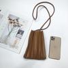 Korean Style Women's Pleated Single Shoulder Mini Crossbody Bag - Soft Leather, Versatile, Stylish Phone Carrier.