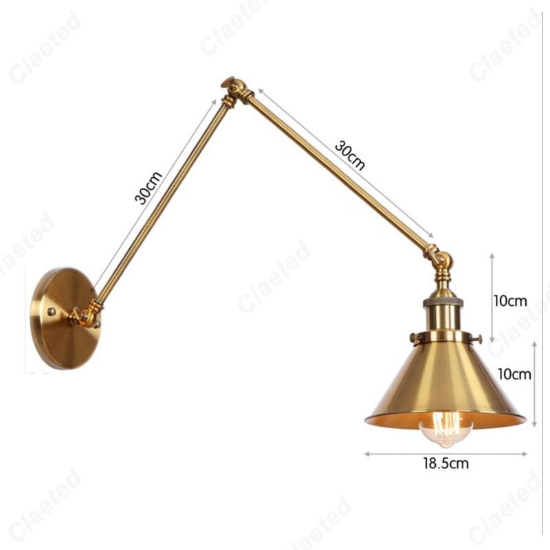 LED Minimalist Retro Gold E27 Wall Lamp Bedroom Bedside Lamp Home Dining Hall Corridor Staircase Decoration Lighting Fixture