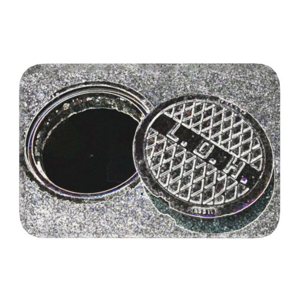 

Visual Trick 3D Traps Style Doormat Novelty Manhole Cover Pattern Non Slip Rug for Living Room Bedroom Entrance Hall Floor Mat 40x60cm