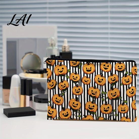 Makeup Storage Bag Halloween Bag Scratch Resistant Durable Canvas School Supply Organizer Zipper Toiletry Pouch for Cosmetics And Stationery Pencil