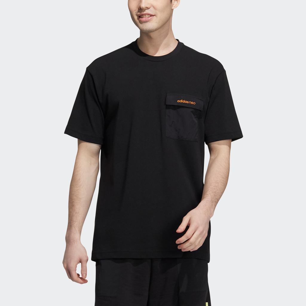 Adidas Neo Front Pocket And Fun Graphic Back Crew Neck Short Sleeve T-Shirt Men Tops Black H55278