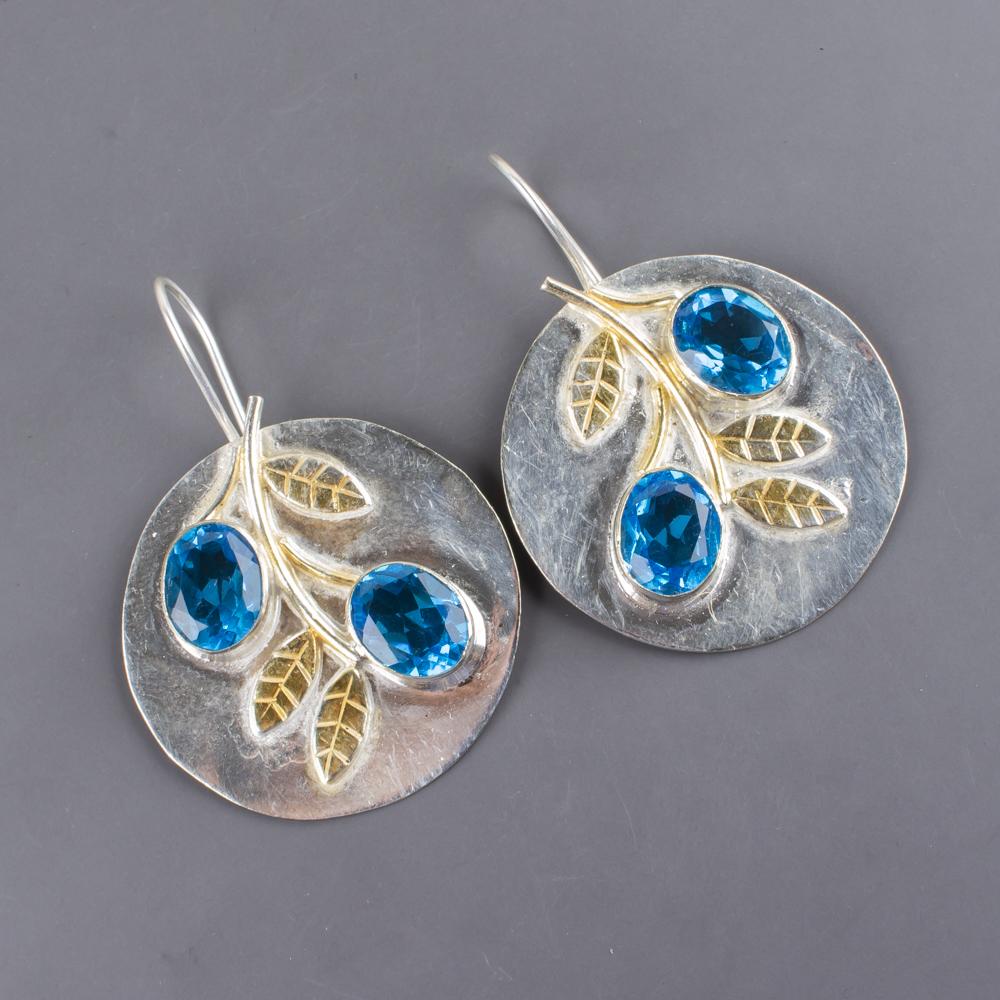 Swiss Blue Topaz 925 Sterling Silver Jewelry, Handmade Gorgeous Silver Earrings, Topaz Gemstone Jewelry For Love
