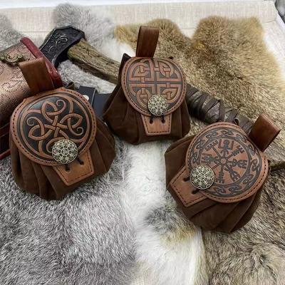 Steampunk Mittelalter Punk Stil Bauchtaschen für Männer Pu Leder Münzbörse Aufhängbarer Gürtel Hüfttasche Kordelzug Hüftgürteltasche Cosplay