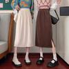 2024 Autumn/Winter Women's High-Waist Slimming Corduroy Midi A-Line Skirt - Korean Style