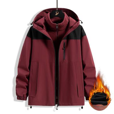 Three-in-one Jacket Men's Autumn and Winter Outdoor Functional Windproof Thickened Windproof Hooded Jacket Trendy Sports Outerwear