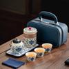 Ru Kiln Blue and White Travel Tea Set Portable Business Event Gifts Ceramic Brewing Teapot Kuaike Cup