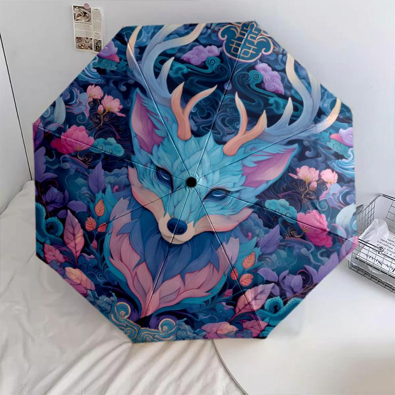 Colorful Animals Pattern, Automatic Folding Umbrella, Portable and Foldable Design, 8 Ribs, a Christmas or Birthday Gift.