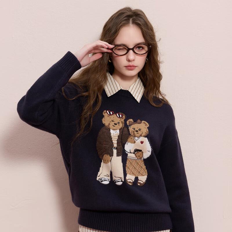 

Зимний трикотажный пуловер с вышивкой медведя, 2025 M
