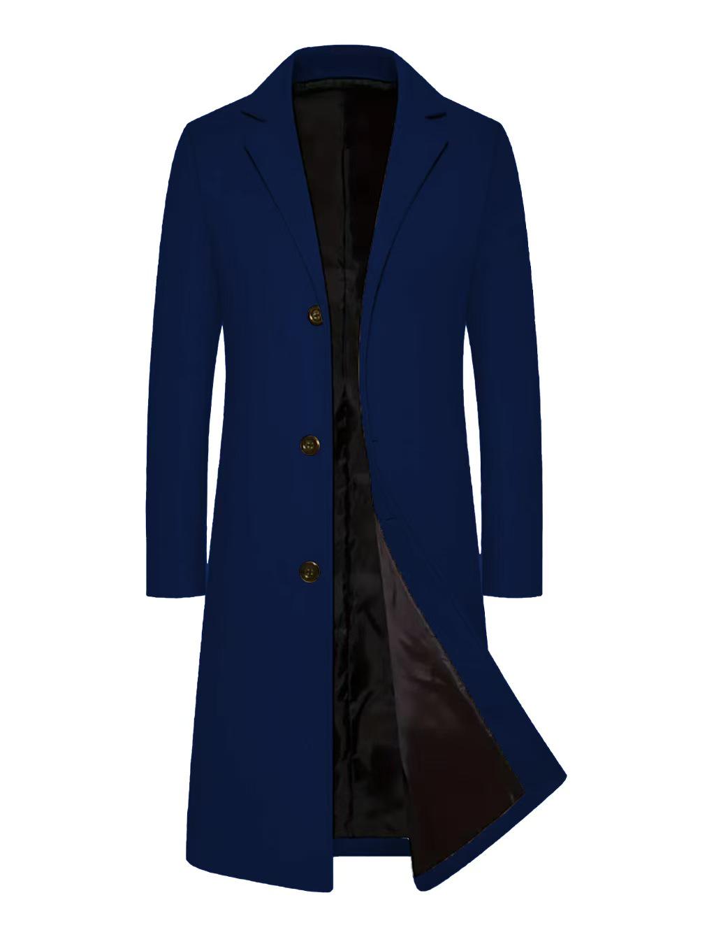 

2025 Trending Men s Wool British Classic Trench Coat - European & American Knee-Length Elegance XXL (US Size) темно-синий