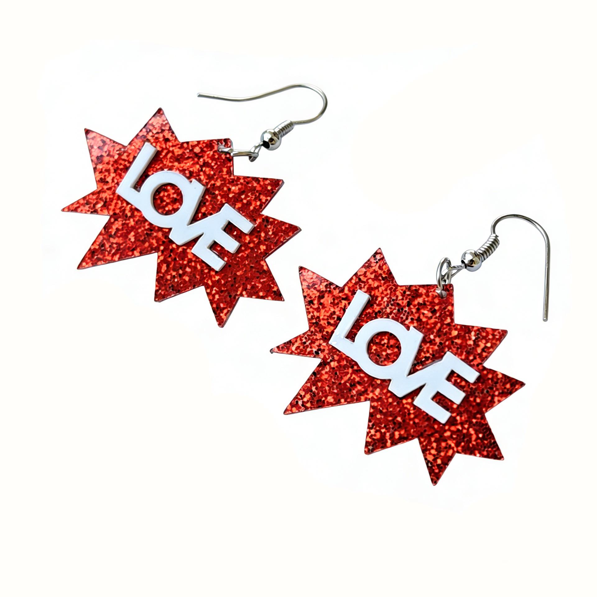 Hip Hop LOVE Acrylic Geometric Earrings for Women красный