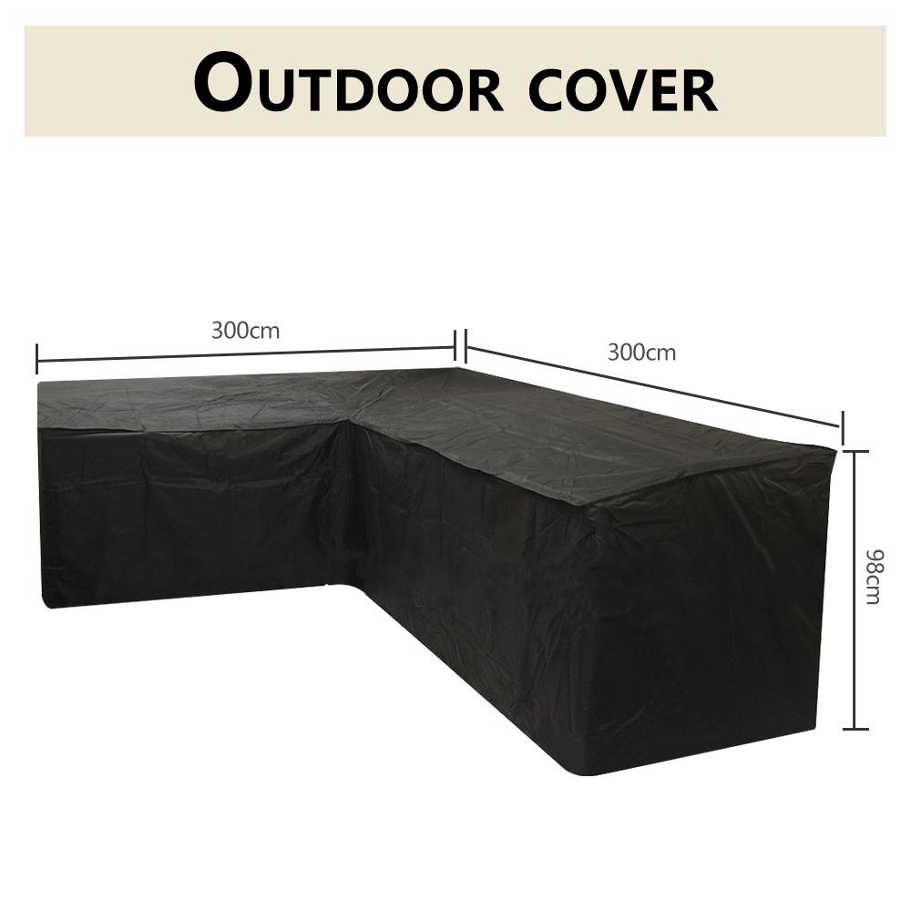 L-Shape Furniture Cover Polyester Waterproof Sofa Protective Cover with Drawstring Outdoor Sunscreen Dustproof Patio Chair Cover