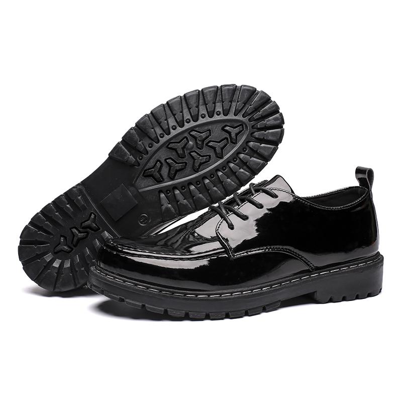 Men's loafers new large-sized fashionable thick-soled sneakers men's lacquered casual sports shoes  Low heels men's punk shoes