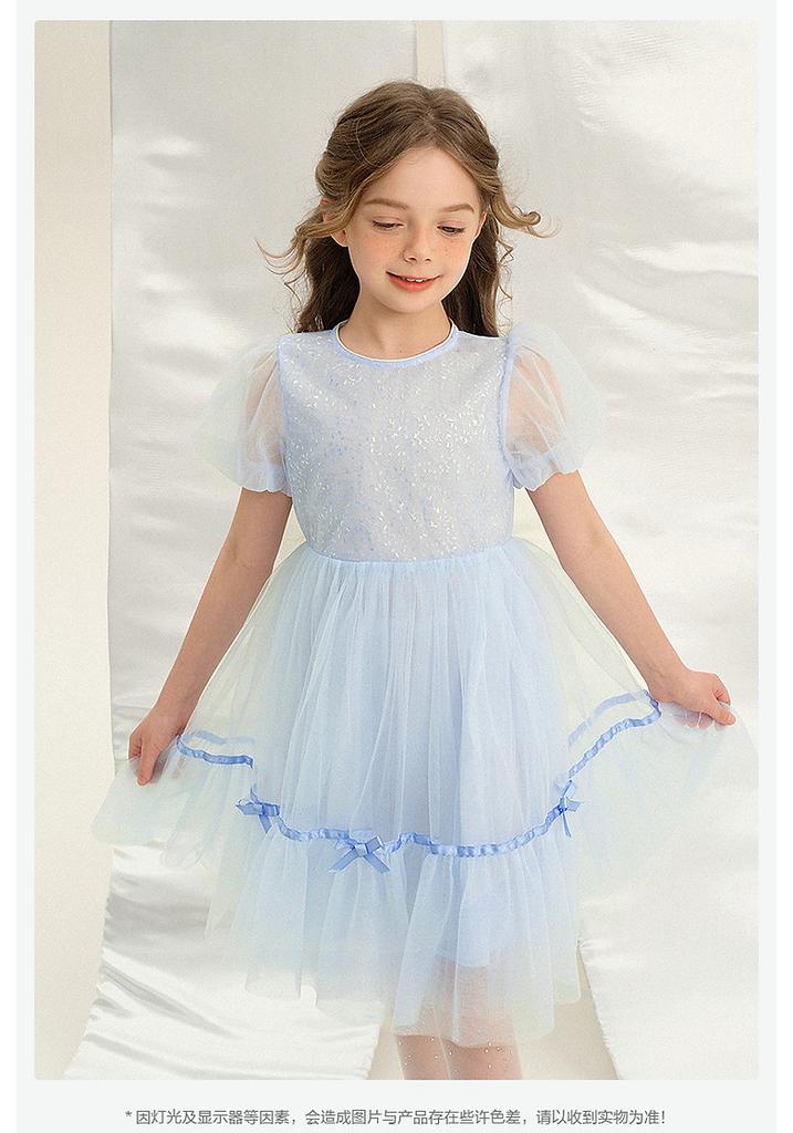 Sweet Mesh Bubble Sleeve Princess Skirt for Girls