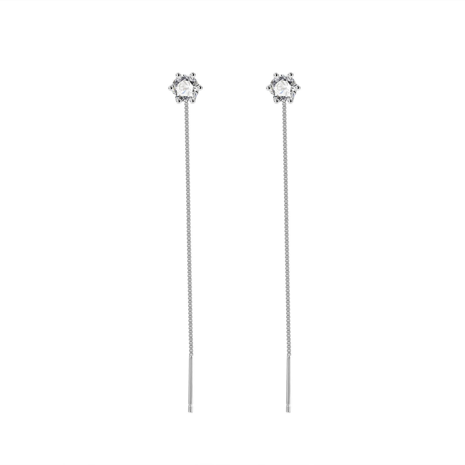 

Серьги-иглы из серебра 925 пробы с шестью лапками и цирконовым покрытием, женские длинные серьги-кисточки, антиаллергенные, для женщин 925 silver