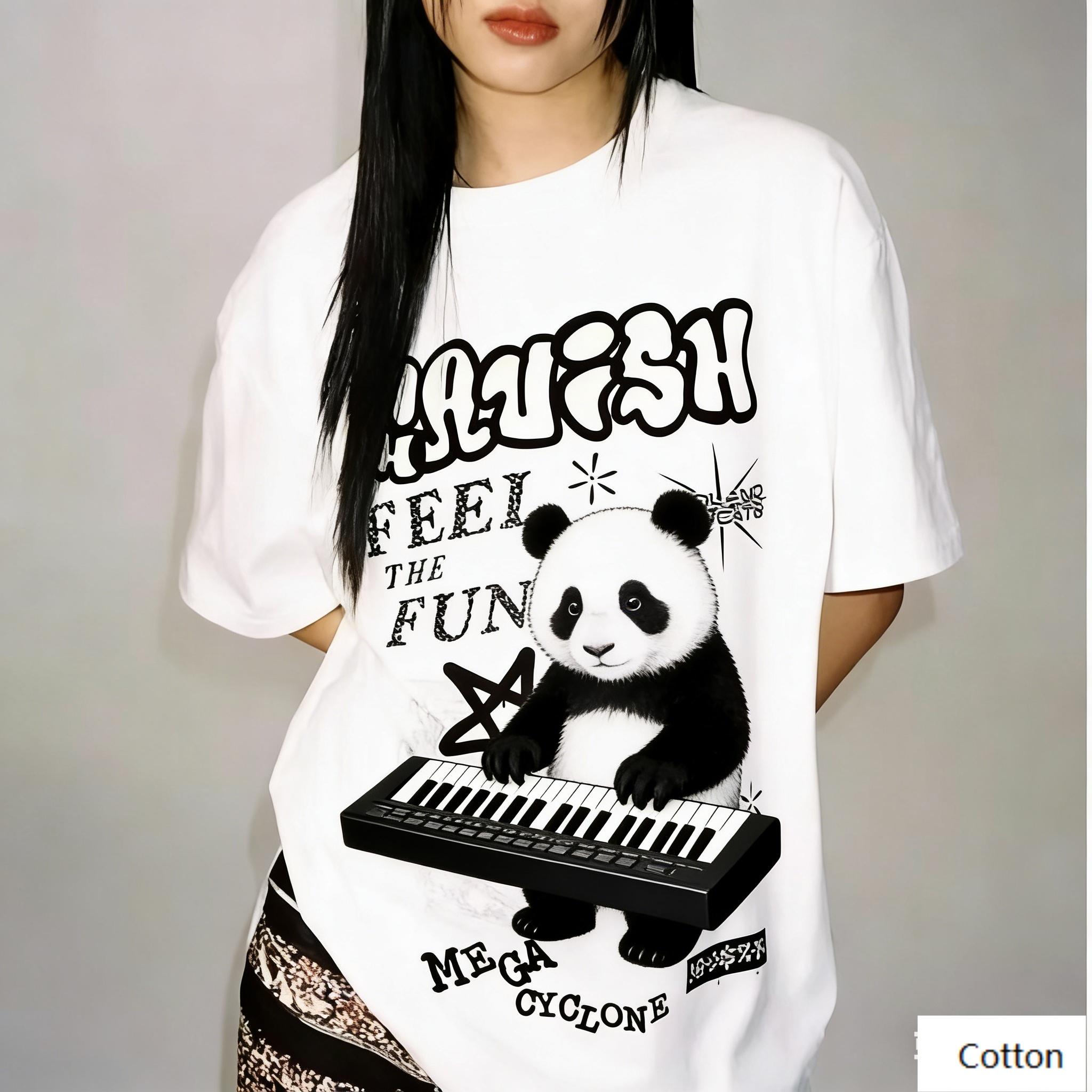 

Cool Punk Cat Vocalist Print TShirt with BRUTIEK Lettering Oversized Casual Cotton Tee Retro Aesthetic Funny Graphic 4XL