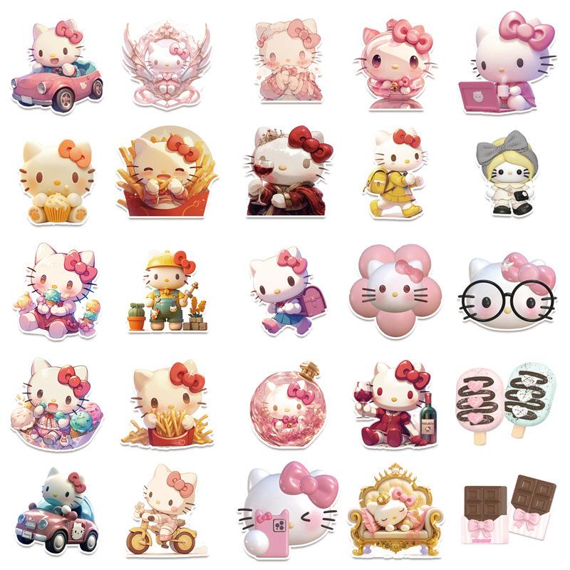 50 Pezzi Hello Kitty Gatto Anime Cartone Animato Graffiti Adesivi Telefono Chitarra Laptop Notebook Valigia Tazza Impermeabile Adesivi Decalcomanie Giocattoli
