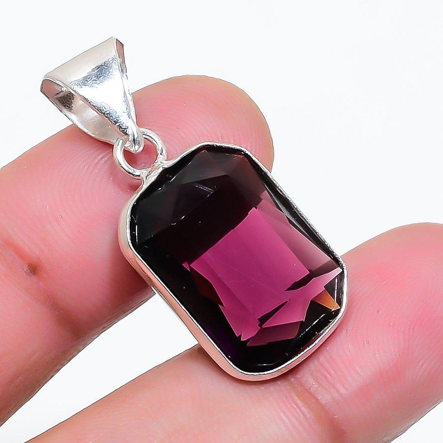 Natural Amethyst Gemstone 925 Sterling Silver Jewelry Pendant 1.22" AP-16355