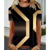 Fashionable Casual Round Neck Short Sleeved T-shirt Soft Comfortable Vintage  Loose Colorful Creative Grid Stripes 3d Printed Women's T-shirt