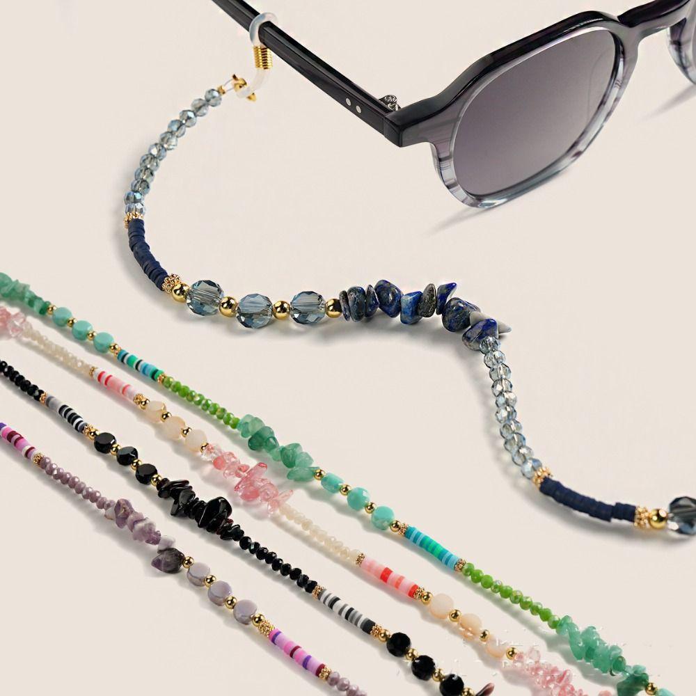 Colorful Eyeglass Holder Necklace Crystal Sunglasses Chains Eyeglass Chain Holder Reading Glasses