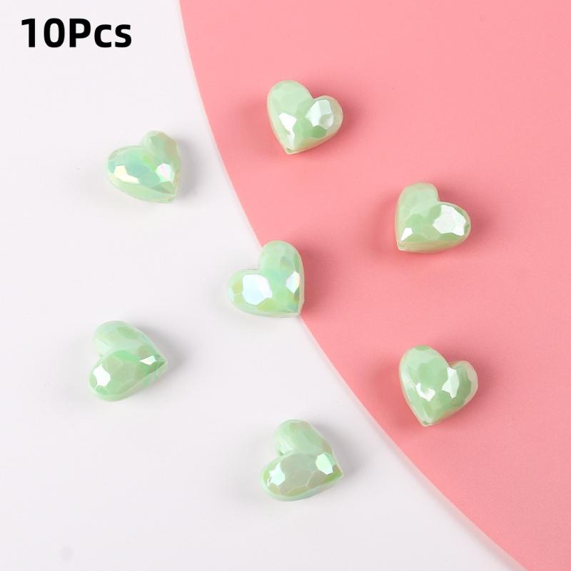 10Pcs Heart Shape Acrylic Loose Spacer Beads For Diy Jewelry Making Bracelet Necklace Keychains Accessories