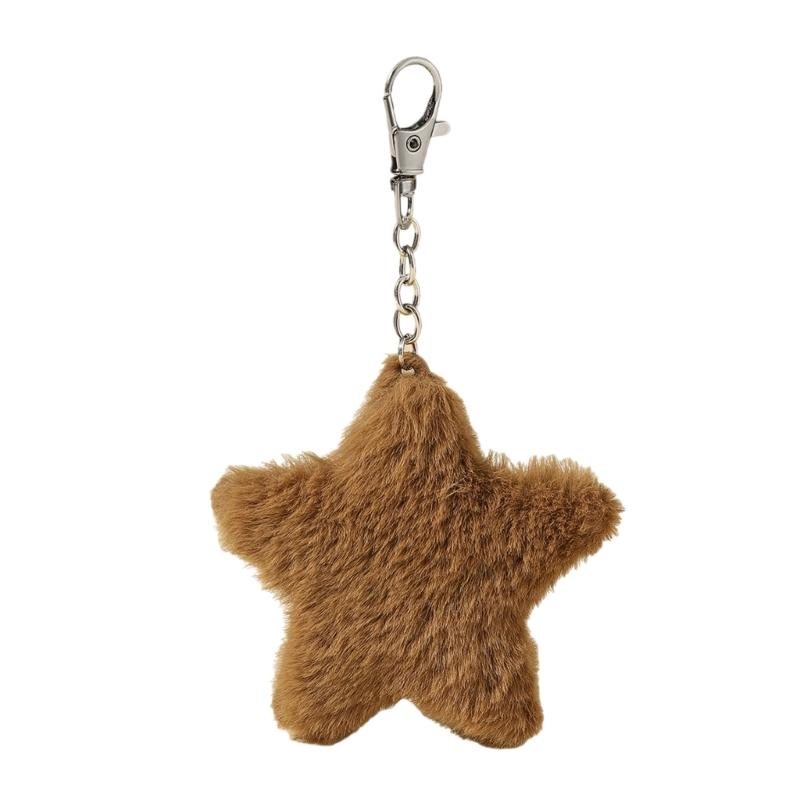 Cute Plush Five-pointed Star Charm Keychain Soft Stuffed Ornament Keyring Lovely Pendants for Purse Bag Backpack Handbag