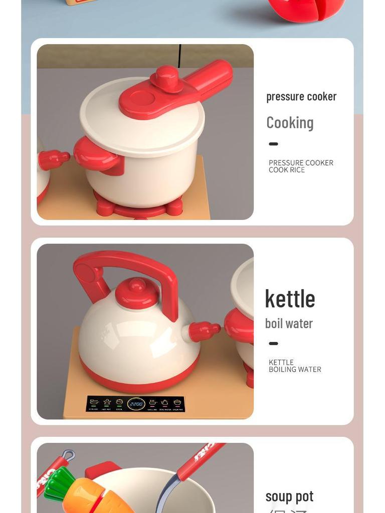 Children's Pretend Kitchen Set: Cutting Veggies, Cooking, Rice, and Fruit for Boys & Girls - Simulation Utensils Included