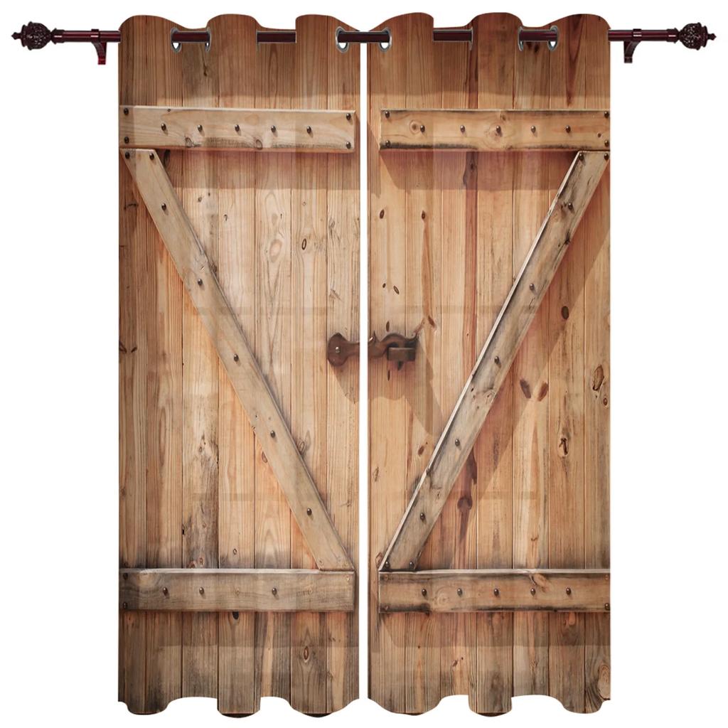 Houten Deur Textuur Vintage Gordijnen voor Slaapkamer Woonkamer Draperieën Keuken Kinderkamer Raamgordijn Moderne Huisdecoratie