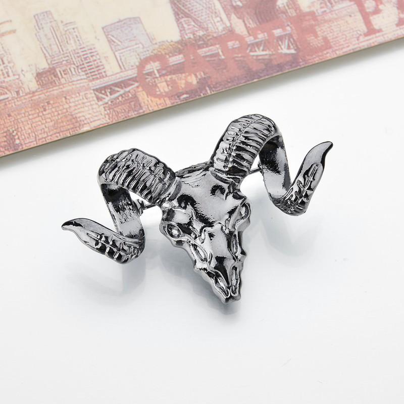 

1 шт. брошь в форме головы козла для мужчин и женщин, винтажная брошь с изображением животного, булавки, модная булавка с черепом Pack of 1 чёрный