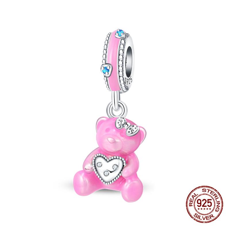 New In Charms Copper Fit 3Mm Original Bracelet Necklace Womens Sweetheart Bear Charms Beads Diy Fine Jewelry Gift