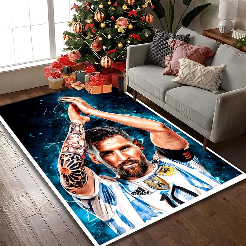 1pc Football Star Messi Printed Chair Rug for Home Office Use, Living Room Kitchen Game Room Area Carpet