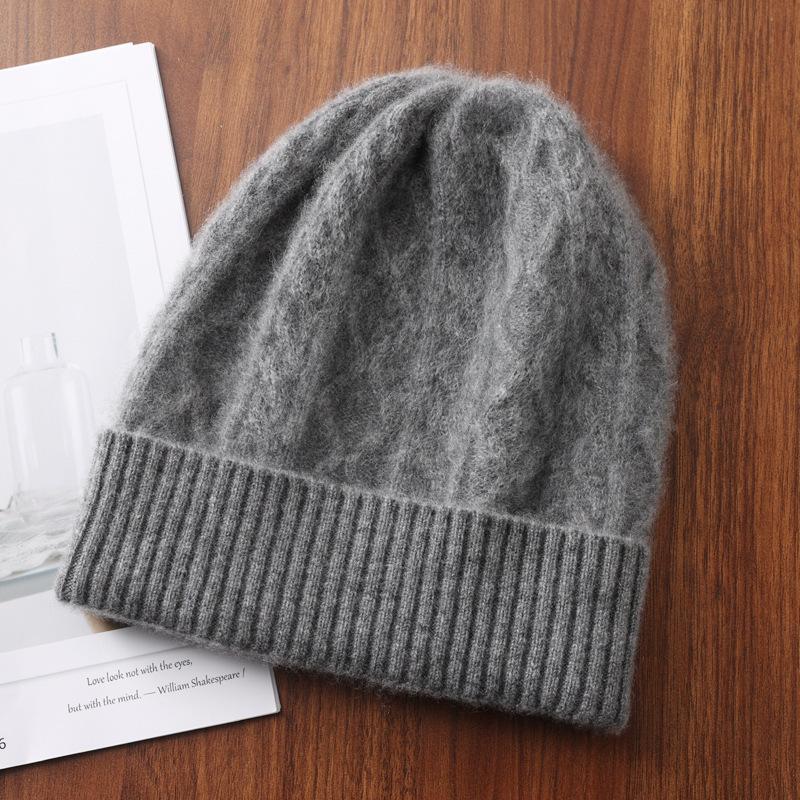 Women's Versatile Diamond Pattern Cashmere Knit Hat - Warm, Fashionable Winter Accessory