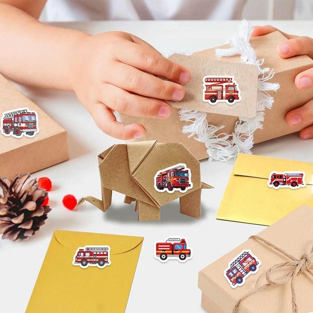 Cartoon Design Truck Stickers 500PCS Roll Fire Engine Stickers  Living Room Decoration