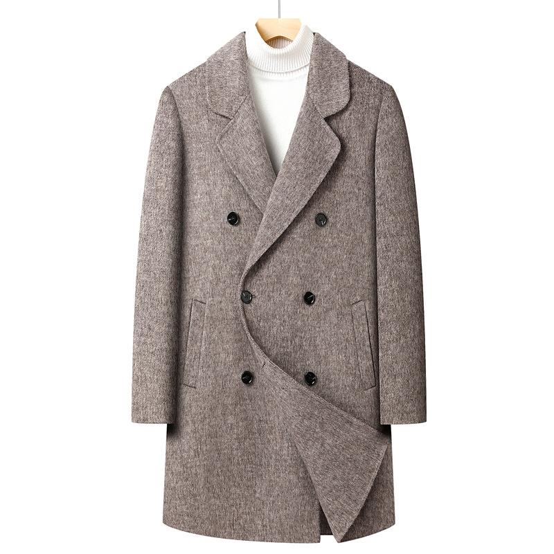 Autumn and Winter Men's Double-sided Woolen Coat Medium and Long Double-breasted Camel Wool Woolen Coat Men's Coat