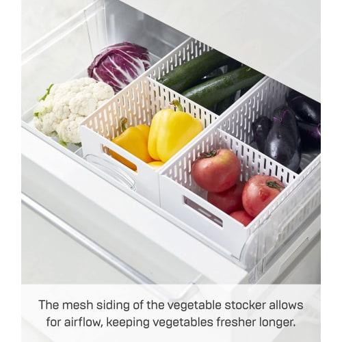 Yamazaki Vegetable Storage Tower, White, Approx. W15.3 x D32 x H12.2cm, Stackable, with Sliding Drawers, Root Vegetable Storage, Vegetable Compartment