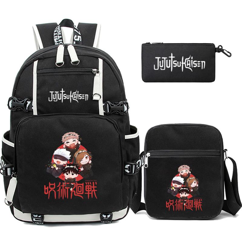 3ks/set Anime Uzumaki Batoh pro dospívajícího chlapce Zpátky do školy Batoh Student Schoolbag Cestovní taška pro volný čas
