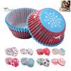 Snowflake Pattern Cupcake Cups 100PCS Christmas Liners, Food Grade Greaseproof Baking Cups, Festive Holiday Paper Molds Patterns Print Round Trays for