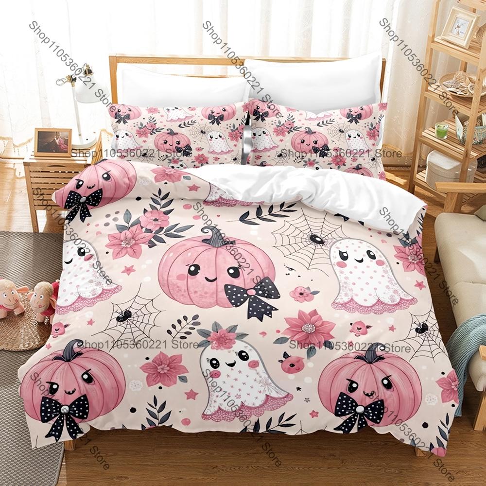 Ensemble de literie fantôme squelette de Noël Simple Jumeau Double Queen King Size Ensemble de lit Chambre d'adulte Ensembles de housse de couette Ensemble de draps de lit Anime EU Single(135x200cm)